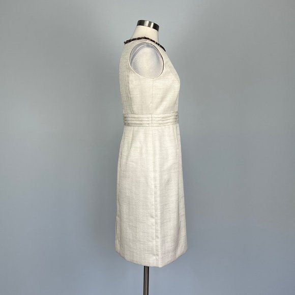Alex Marie Ivory Tweed Chain Neckline Sleeveless Sheath Dress size 6 - Picture 6 of 13